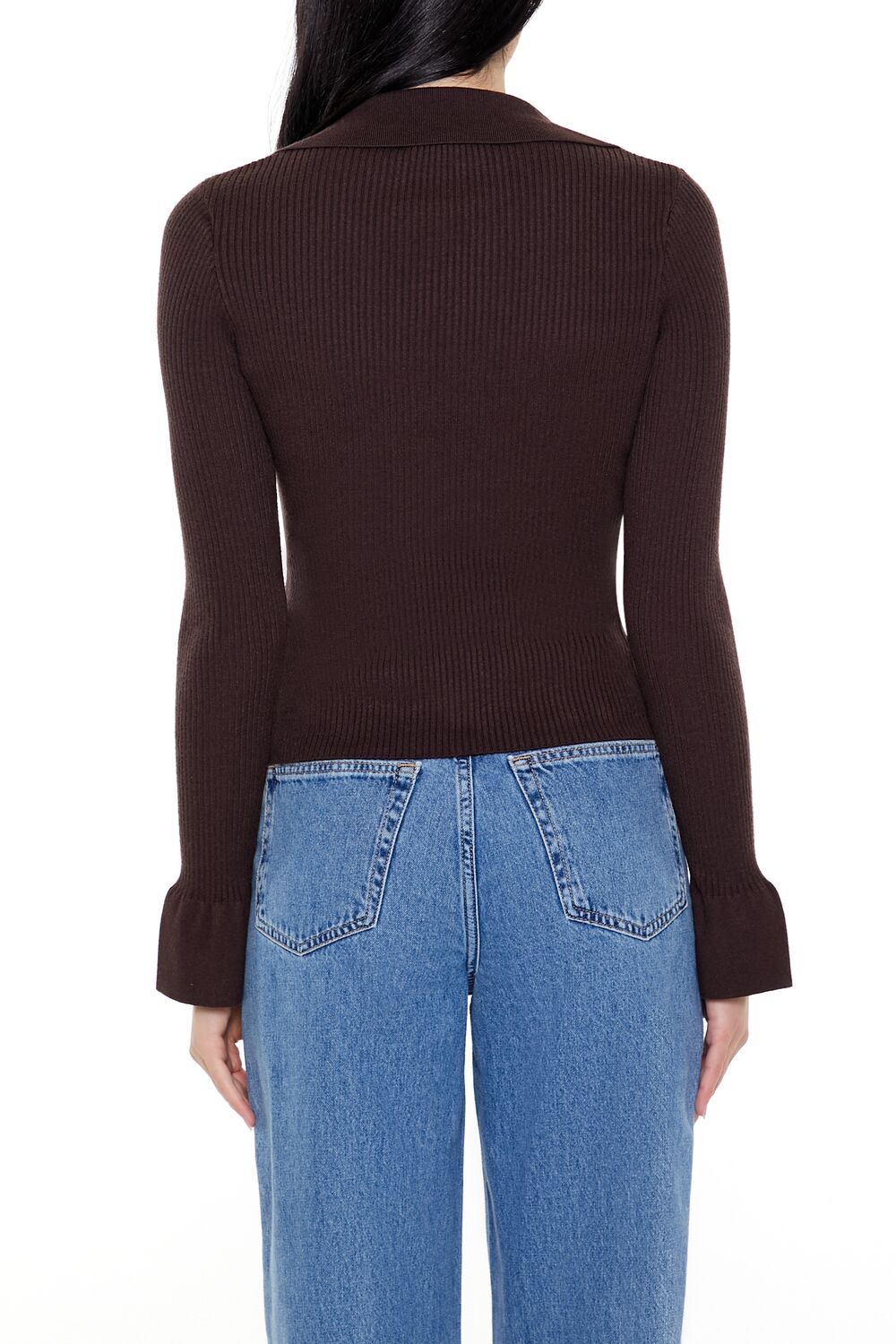 Ribbed Split-Hem Cardigan Sweater