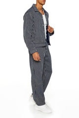 Textured Striped Straight Pants