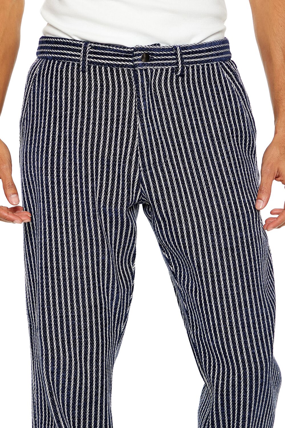 Textured Striped Straight Pants