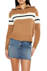 Half-Zip Striped Sweater