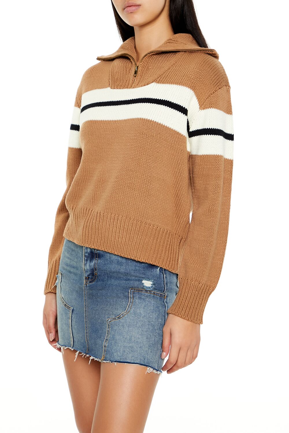 Half-Zip Striped Sweater