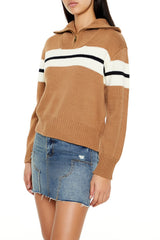 Half-Zip Striped Sweater