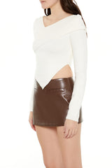 Crossover Cropped Sweater