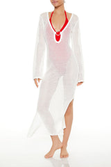 Crochet O-Ring Swim Cover-Up Maxi Dress