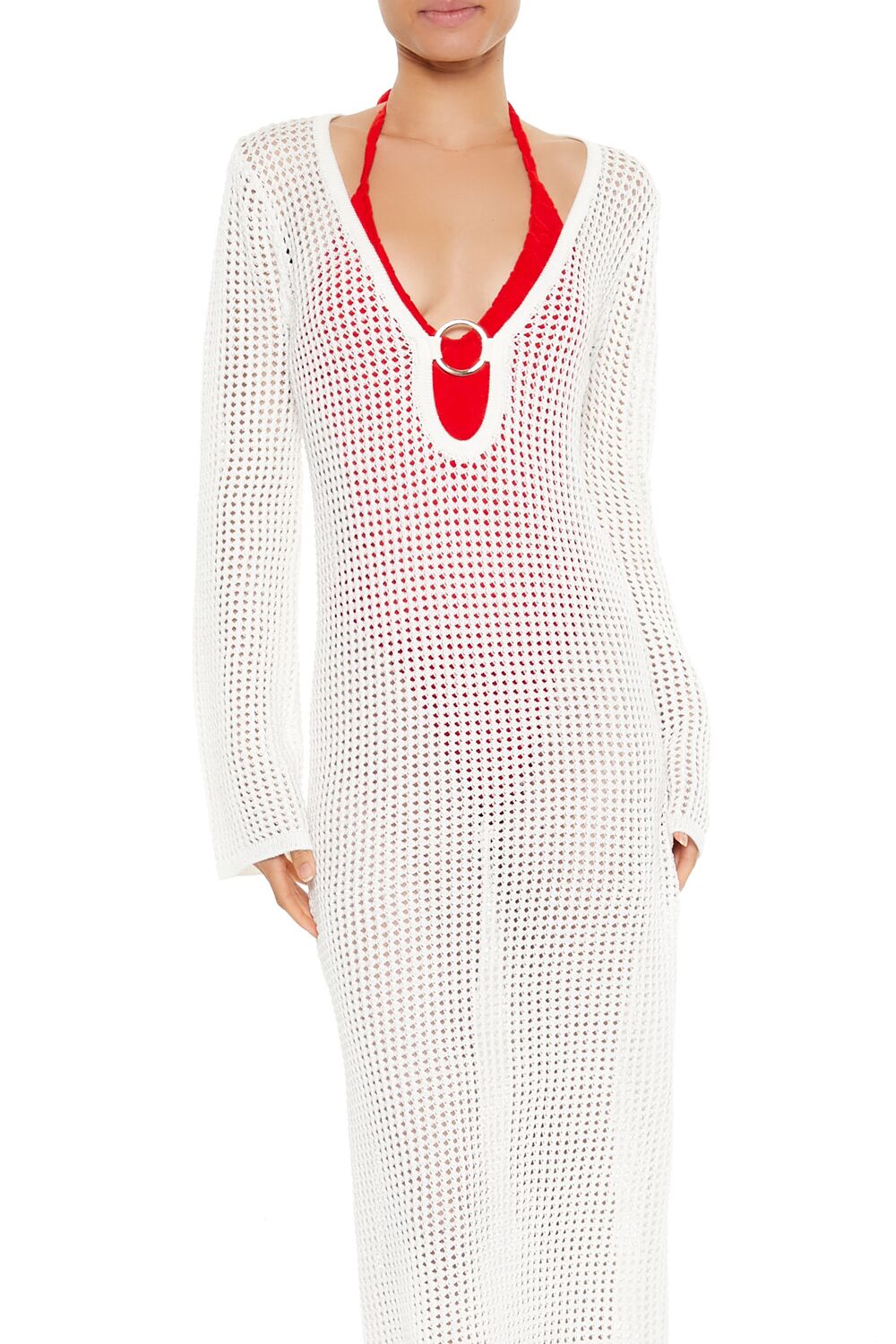 Crochet O-Ring Swim Cover-Up Maxi Dress