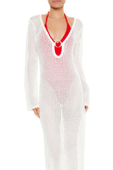 Crochet O-Ring Swim Cover-Up Maxi Dress