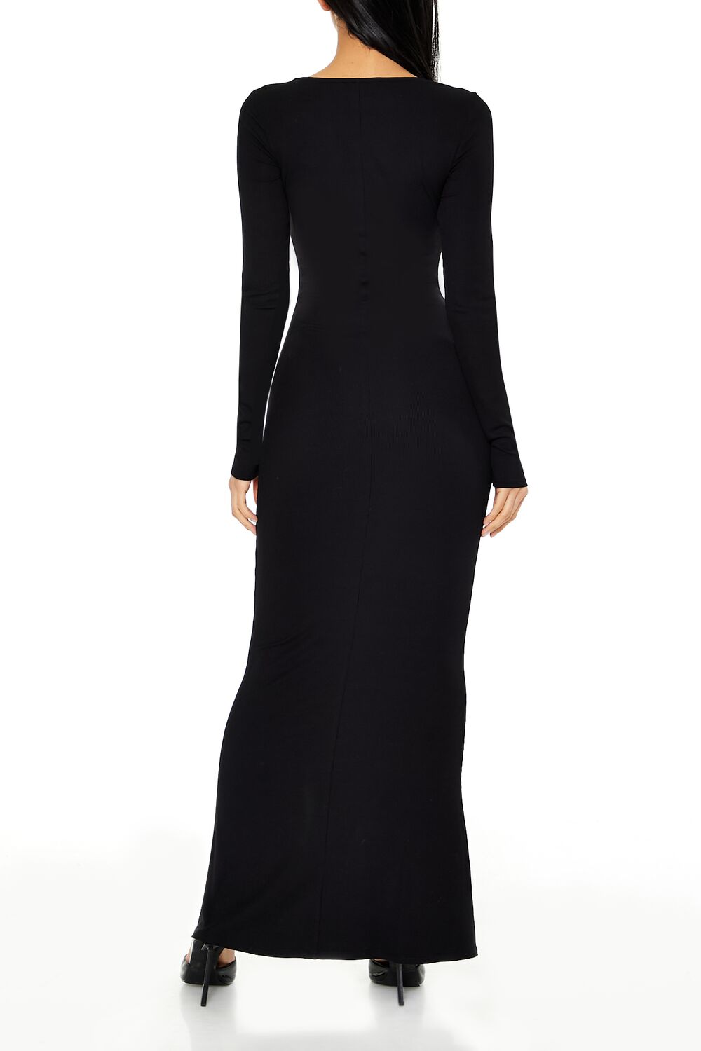 Ribbed Knit Square-Neck Maxi Dress
