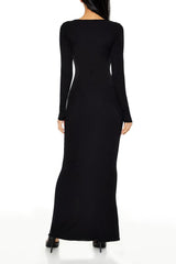 Ribbed Knit Square-Neck Maxi Dress