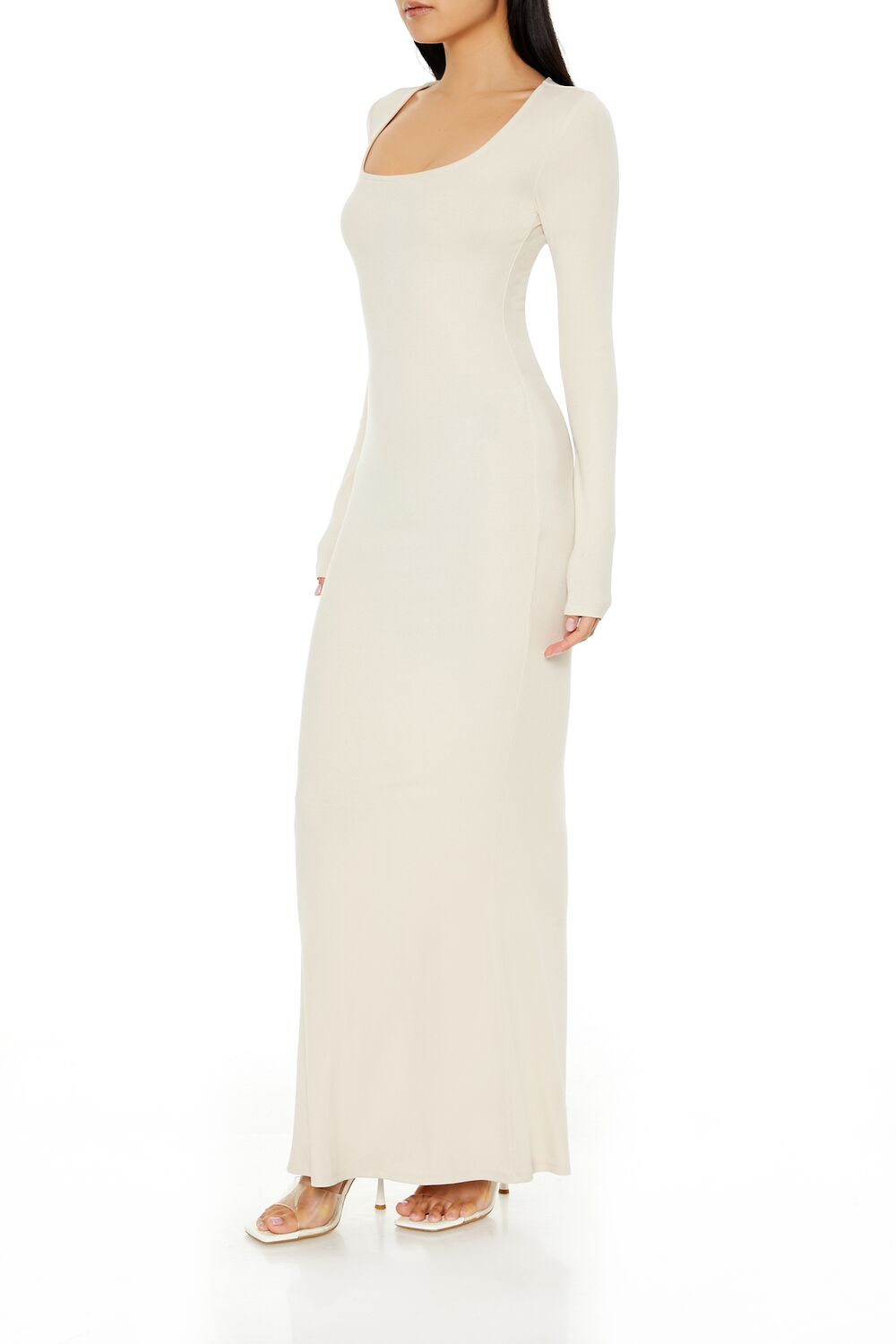 Ribbed Knit Square-Neck Maxi Dress