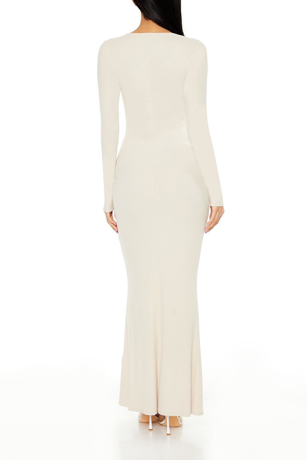 Ribbed Knit Square-Neck Maxi Dress