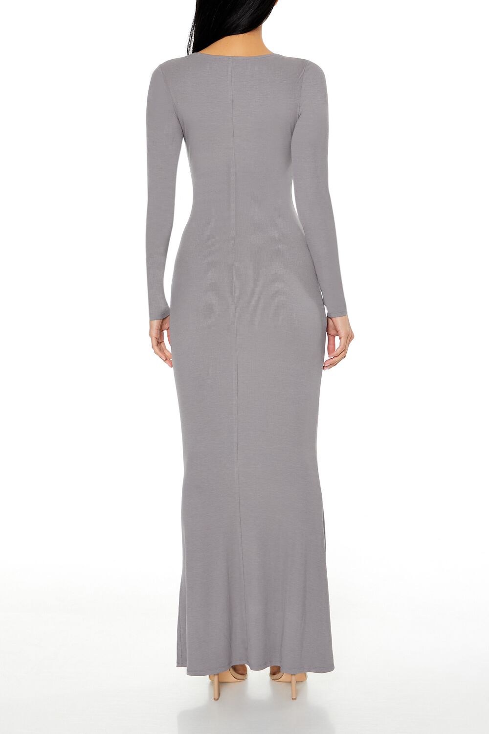 Ribbed Knit Square-Neck Maxi Dress