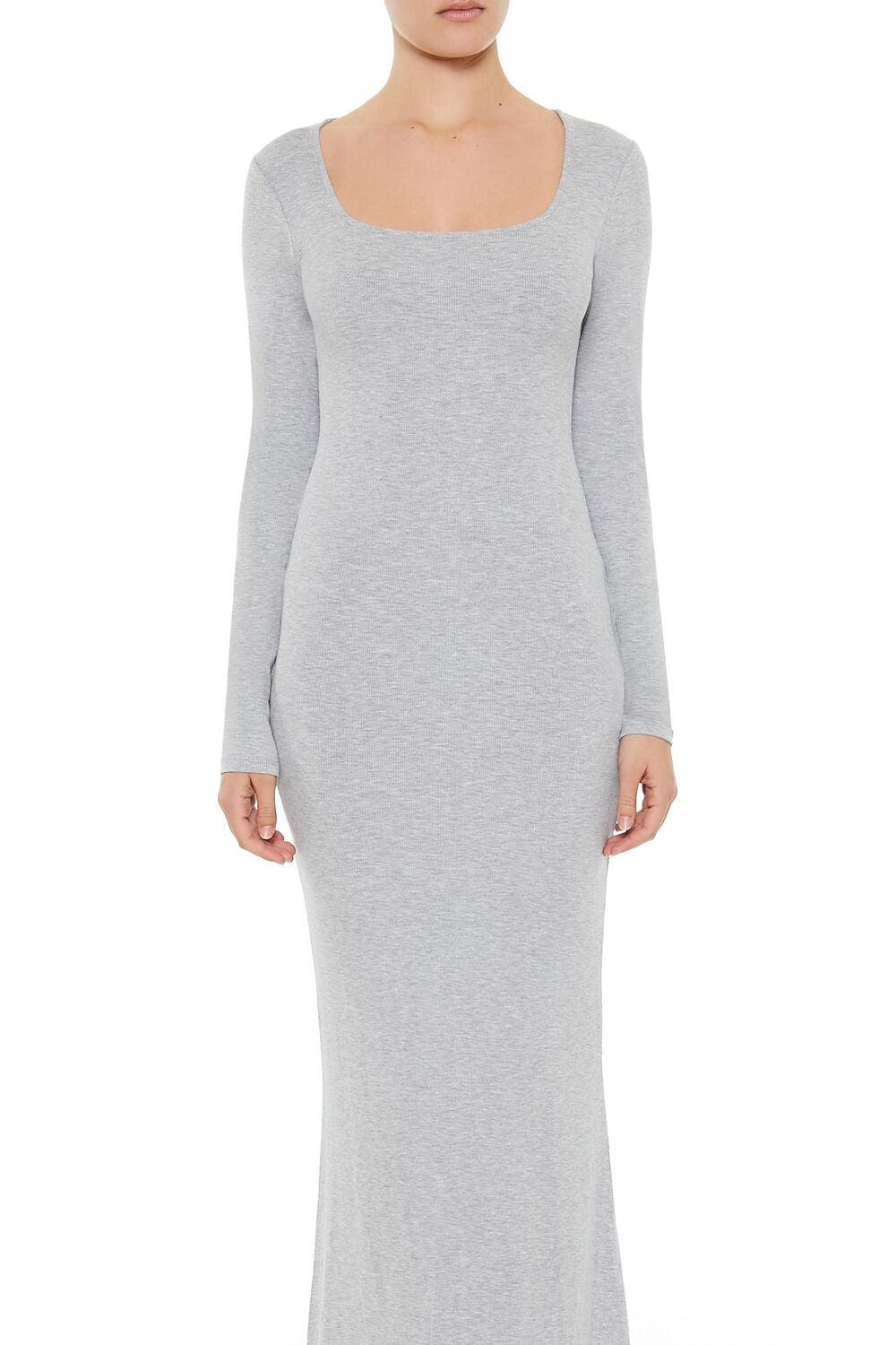 Ribbed Knit Square-Neck Maxi Dress
