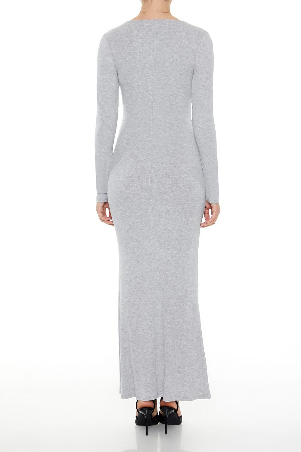 Ribbed Knit Square-Neck Maxi Dress
