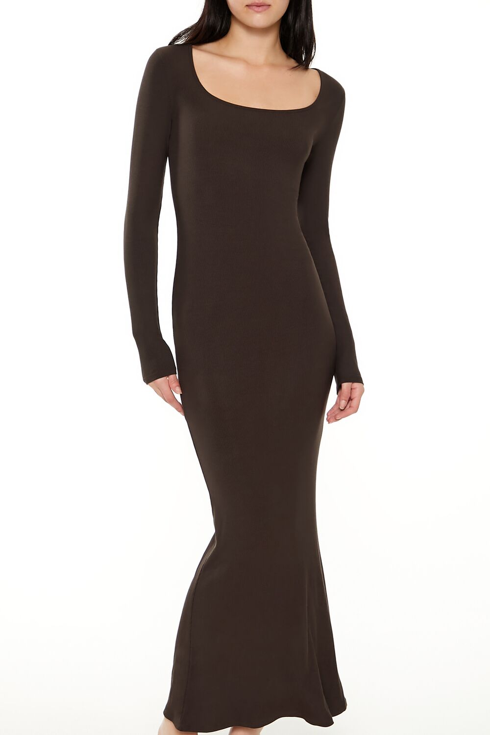 Ribbed Knit Square-Neck Maxi Dress