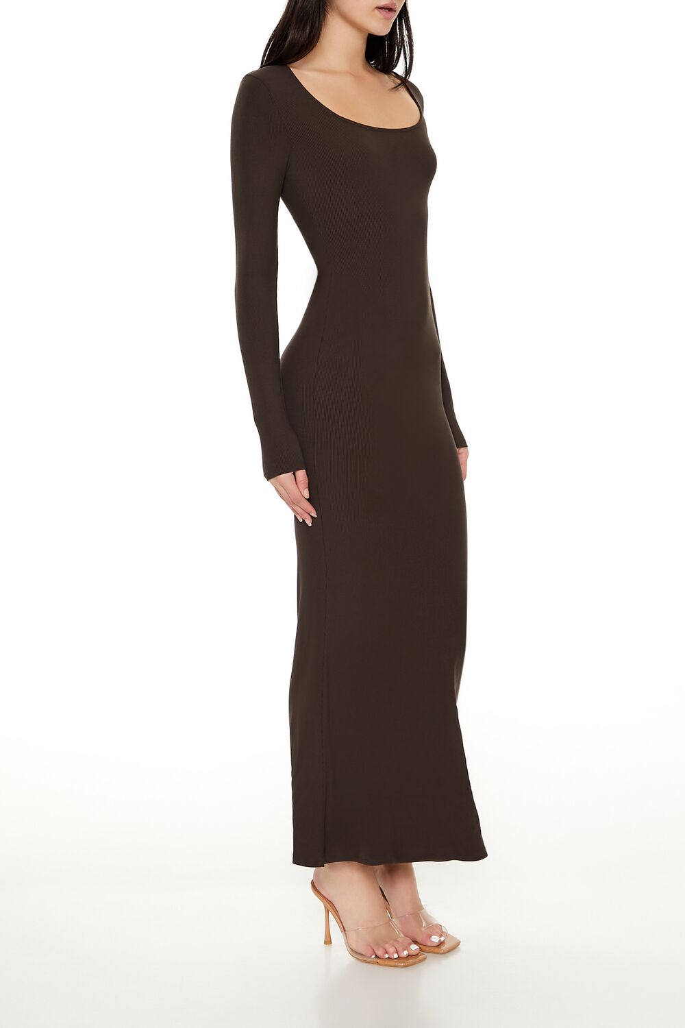 Ribbed Knit Square-Neck Maxi Dress