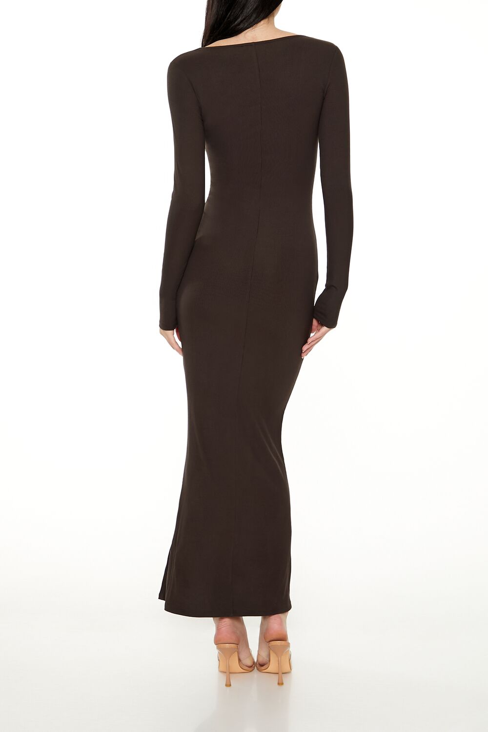 Ribbed Knit Square-Neck Maxi Dress