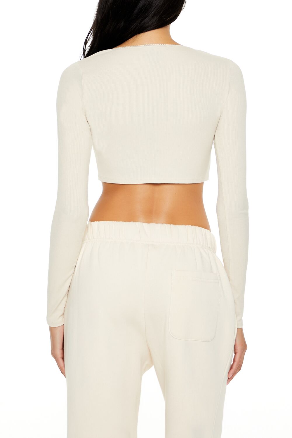 Square-Neck Cropped Henley Tee
