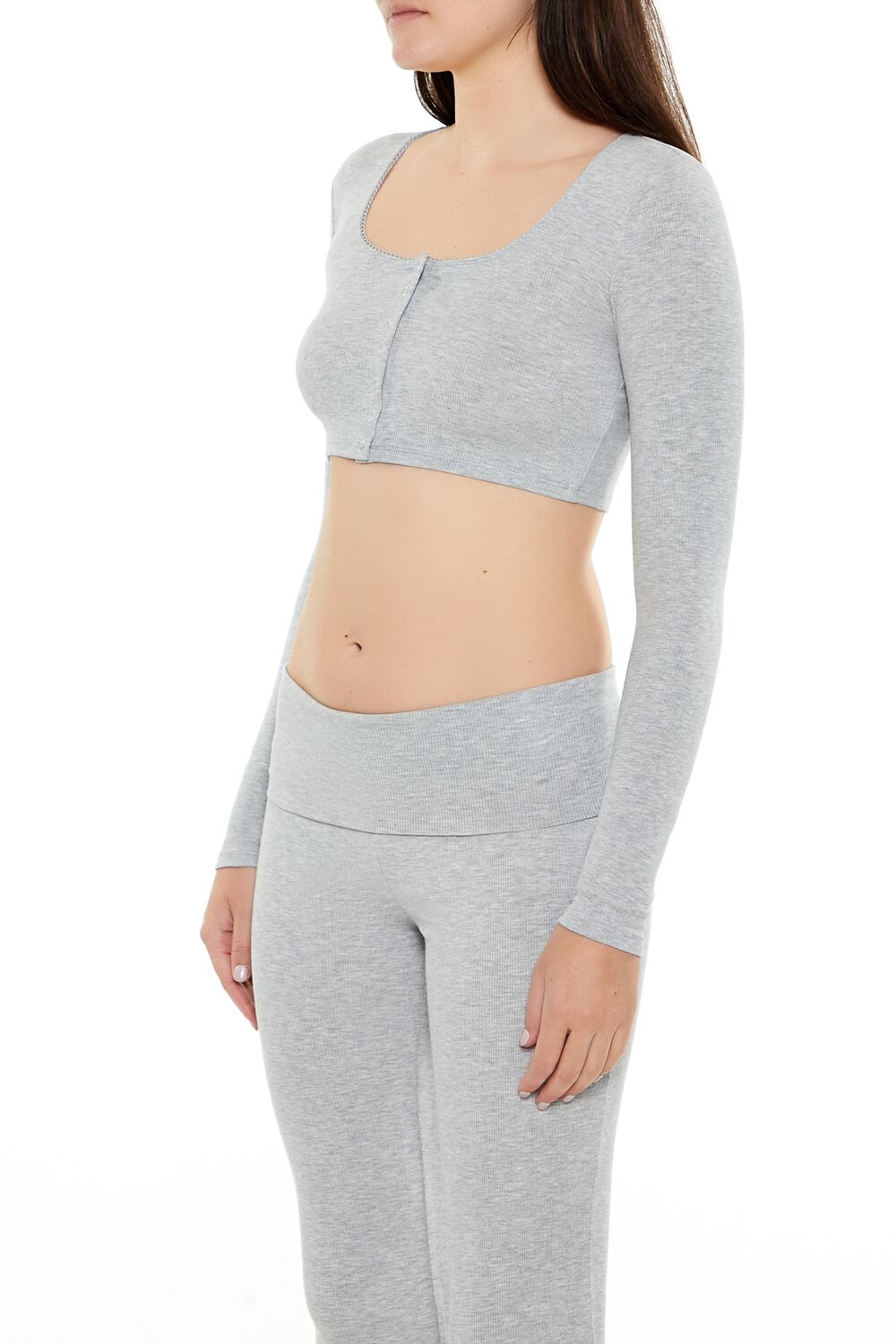 Square-Neck Cropped Henley Tee