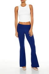 Ribbed Foldover Flare Pants
