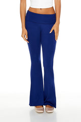 Ribbed Foldover Flare Pants