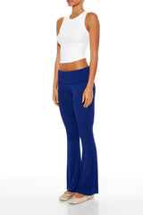 Ribbed Foldover Flare Pants