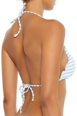 Striped Seersucker Triangle Bikini Top