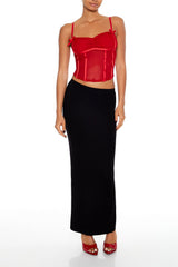Satin-Trim Sheer Mesh Cami