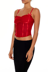 Satin-Trim Sheer Mesh Cami