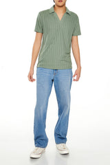 Striped Split-Neck Polo Shirt