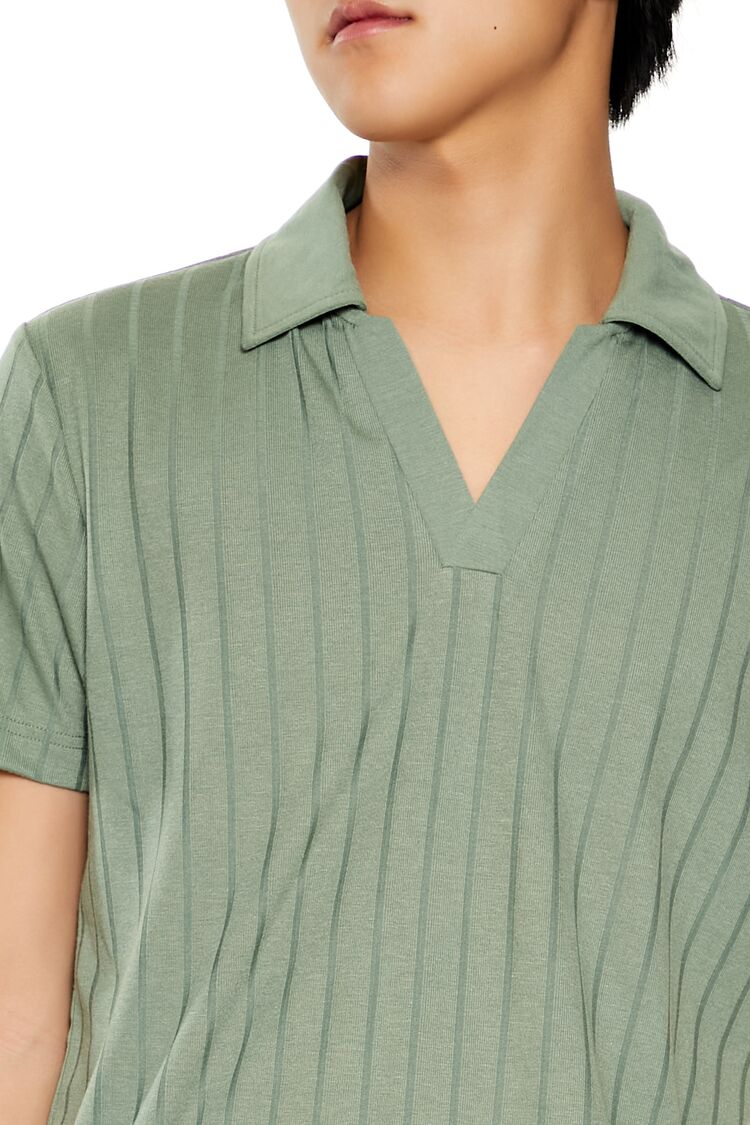 Striped Split-Neck Polo Shirt
