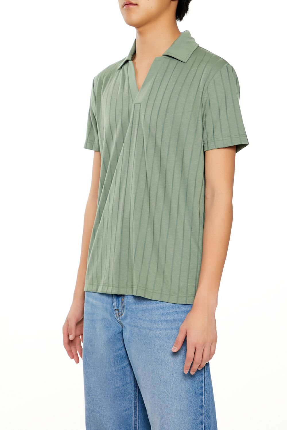 Striped Split-Neck Polo Shirt