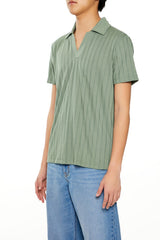 Striped Split-Neck Polo Shirt