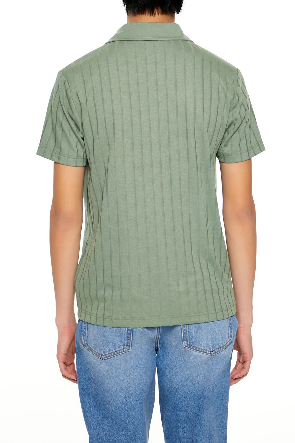 Striped Split-Neck Polo Shirt