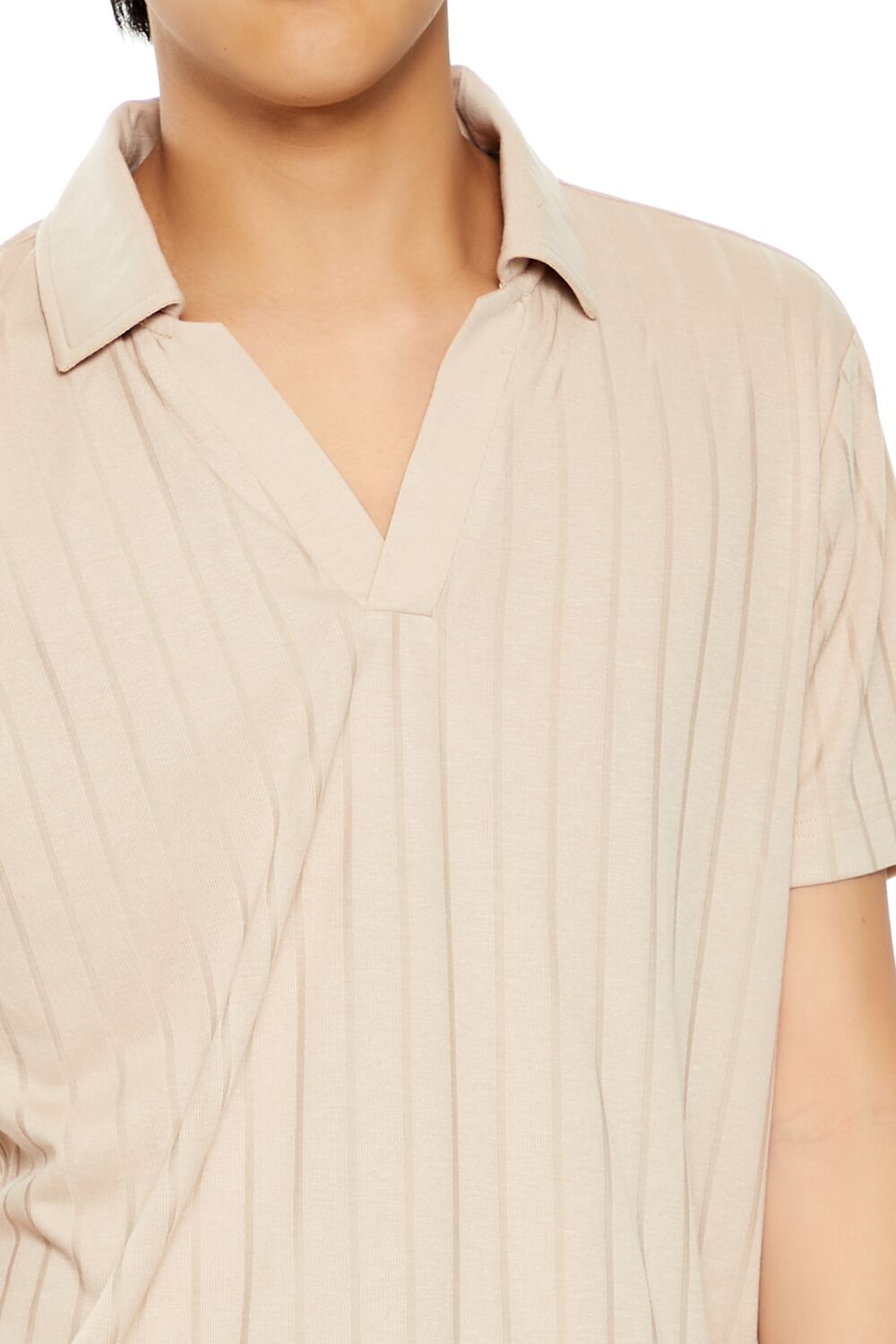 Striped Split-Neck Polo Shirt