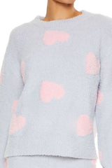 Heart Print Pajama Sweater