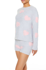 Heart Print Pajama Sweater