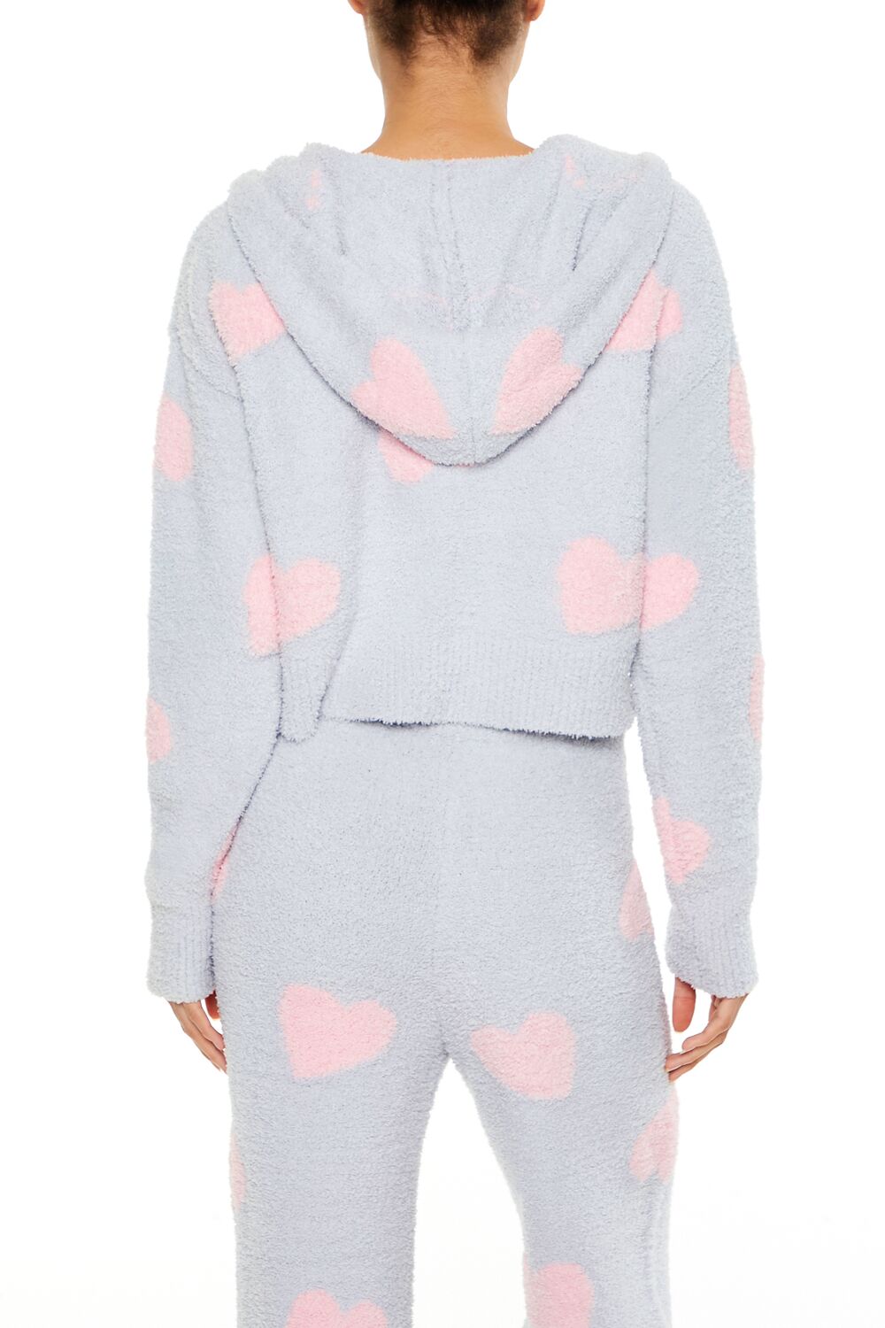 Heart Print Pajama Zip-Up Hoodie