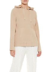 Sweater-Knit Drop-Sleeve Hoodie