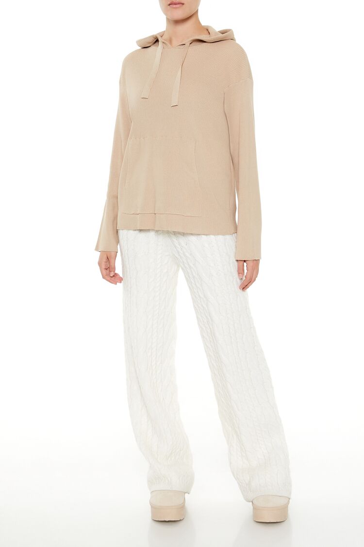 Sweater-Knit Drop-Sleeve Hoodie