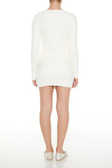 Fuzzy Sweater-Knit Mini Skirt