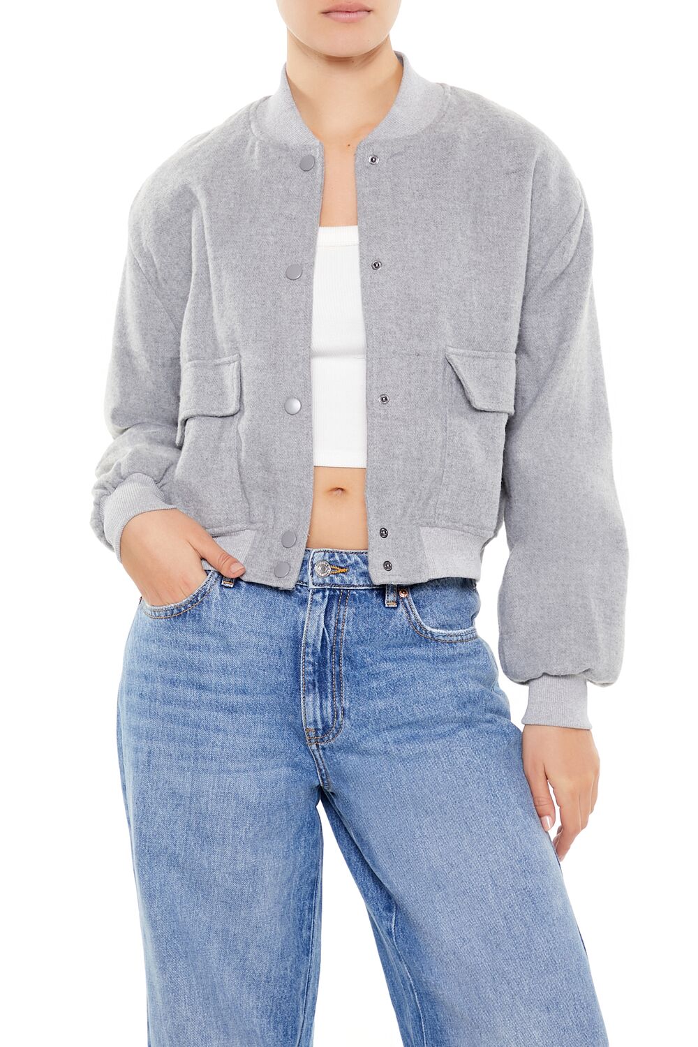 Button-Front Bomber Jacket