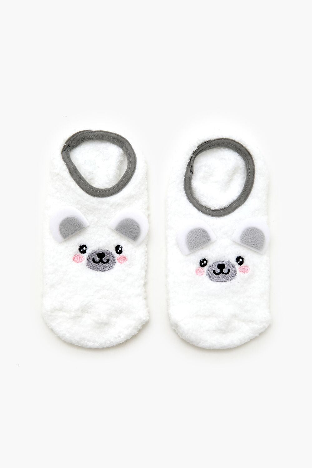 Plush Polar Bear No-Show Socks