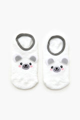 Plush Polar Bear No-Show Socks