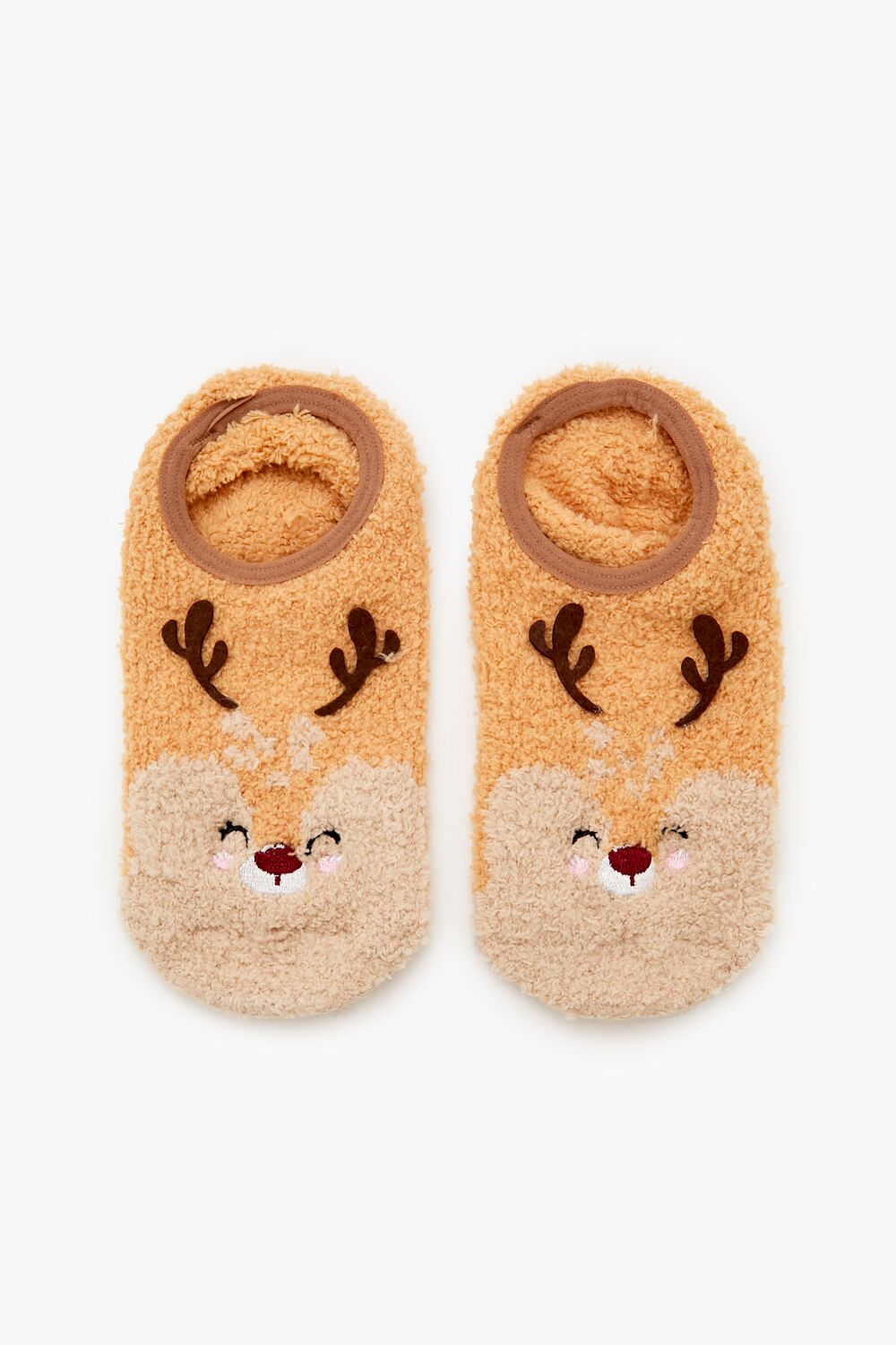 Plush Reindeer No-Show Socks