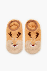Plush Reindeer No-Show Socks