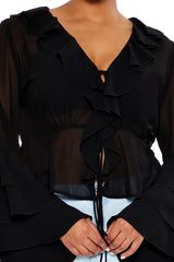 Plus Size Chiffon Ruffle-Trim Top