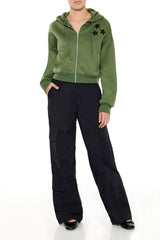 Star Patch Zip-Up Hoodie