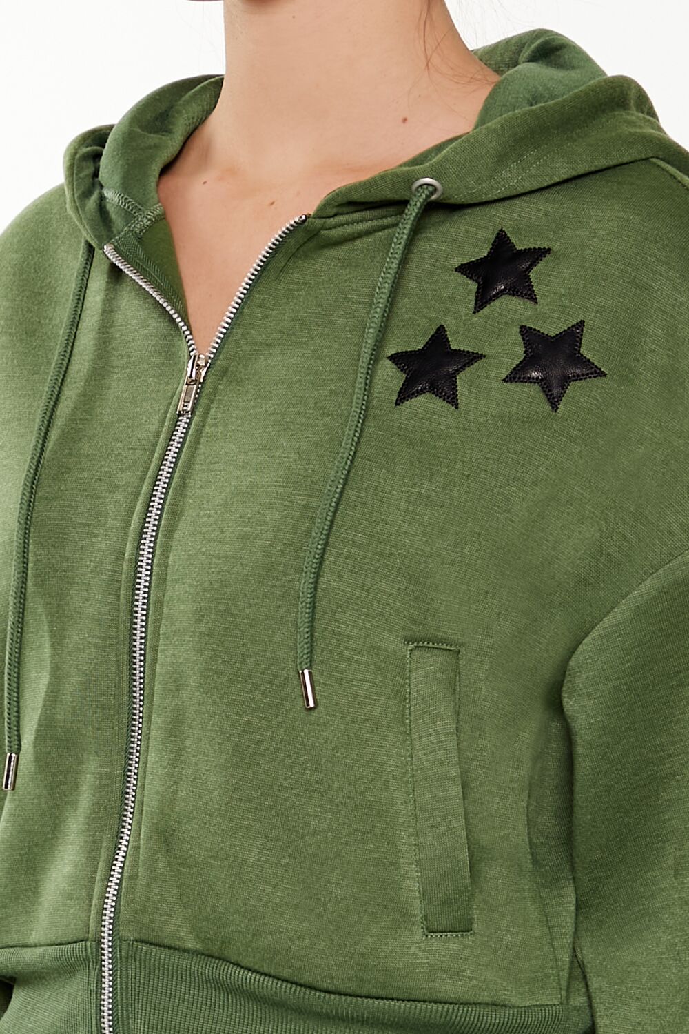 Star Patch Zip-Up Hoodie