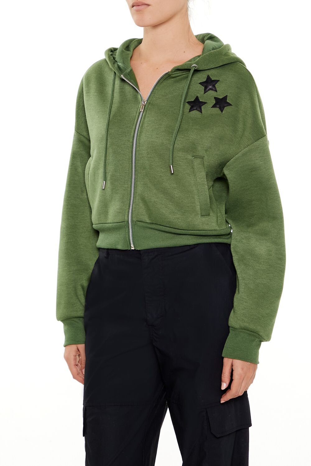 Star Patch Zip-Up Hoodie