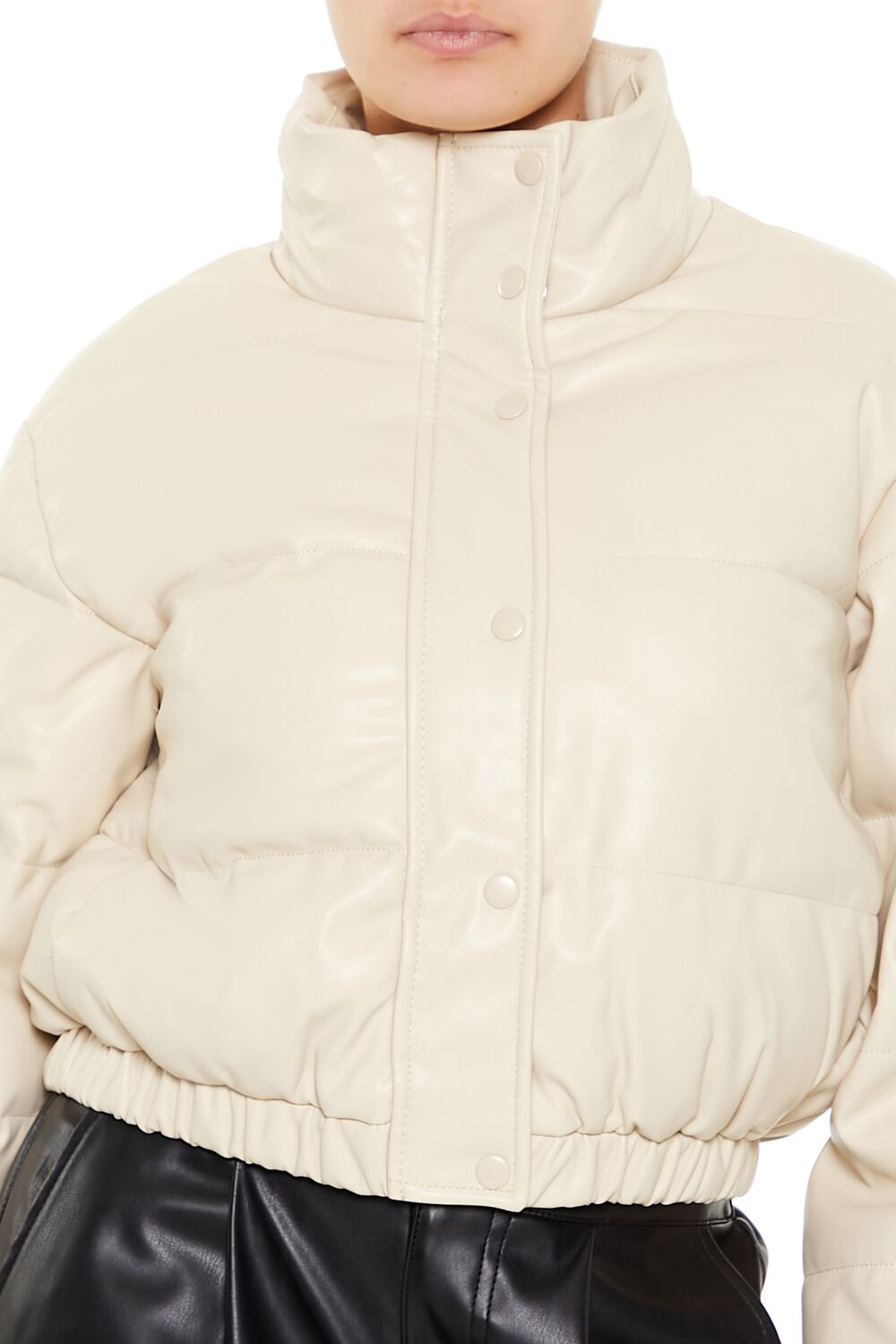 Quilted Faux Leather Bomber Jacket